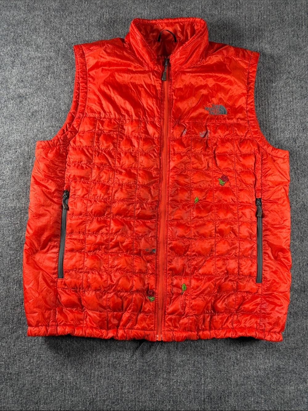 The North Face Thermoball Vest Men's Red Quilted Puffer Full Zip